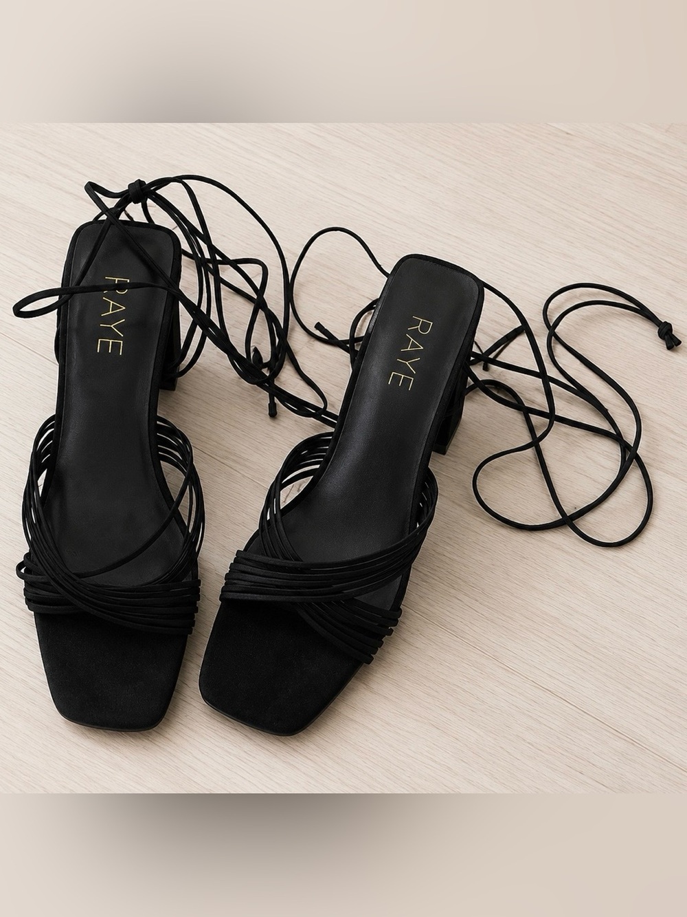 RAYE Gian Black Suede Heels Size 6 | Strappy Block Heel Sandals - Picture 10 of 11